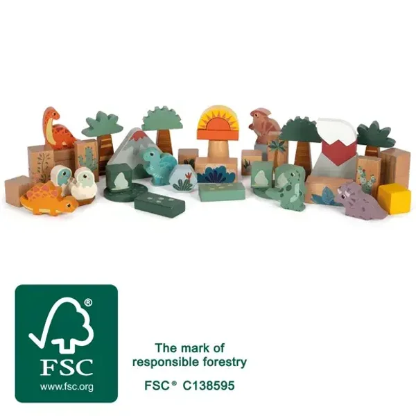 Blocs de construction en bois « Dino » 100% FSC | Motricité | Jouets en bois  small foot small foot
