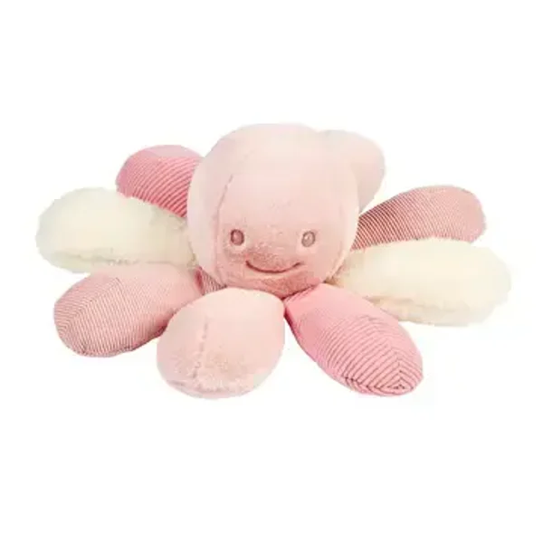 Hochet pieuvre en peluche Lapidou - 26 cm - Rose