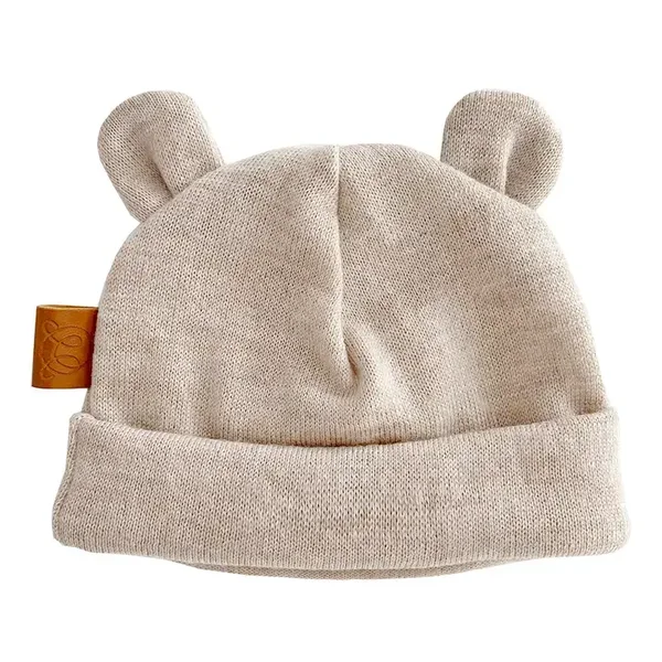 Bonnet bébé en mérinos - beige