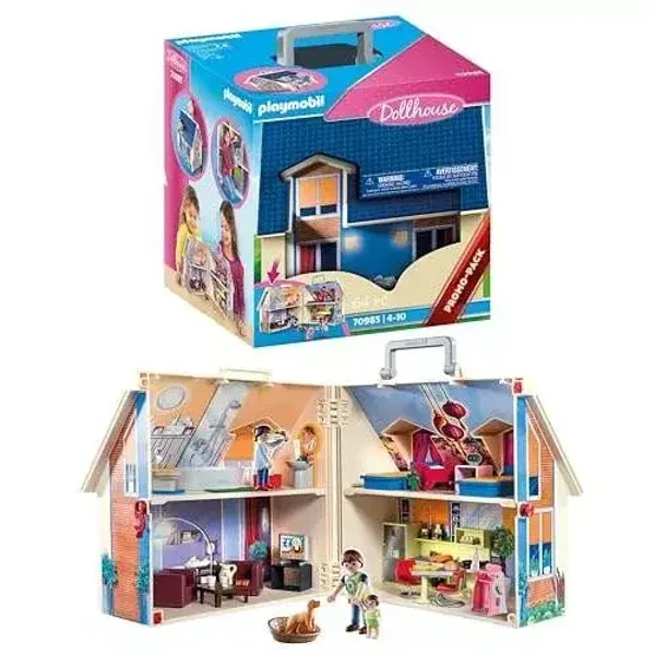 Playmobil 70985 Maison transportable - Dollhouse - avec Trois Personnages, Salle de Bains, Chambre, Salon et Cuisine - Tout équipée - La Maison Traditionnelle - s'ouvre s'emporte Partout - Dès 5 Ans  Playmobil Playmobil