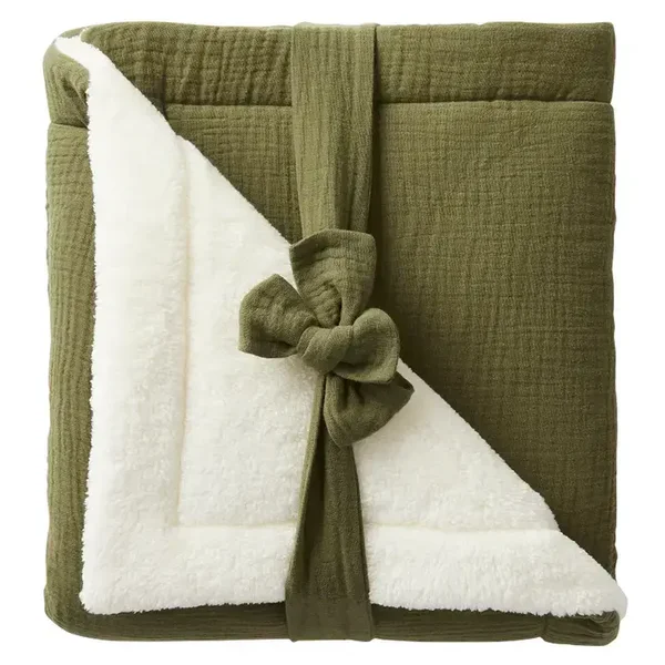 Couverture peluche double gaze & microfibre - Fougère