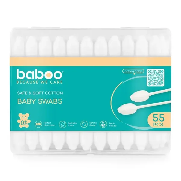 Cotons-tiges ultra-doux BABOO® avec protection pour bébé (55 pièces)