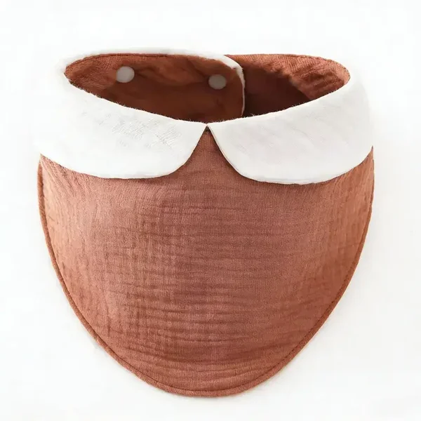 Bavoir hydrophile 3 couches / Bavoir anti-bave avec joli col - Terracotta
