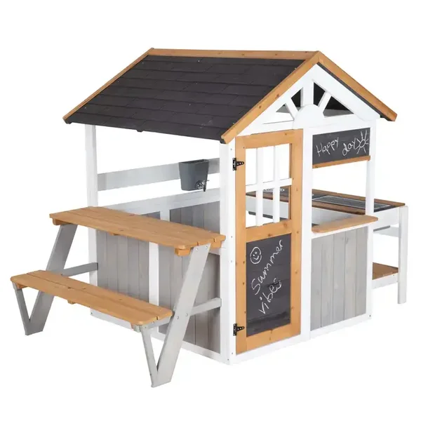 Maison de jardin ROBA avec cuisine de jeu et table de pique-nique