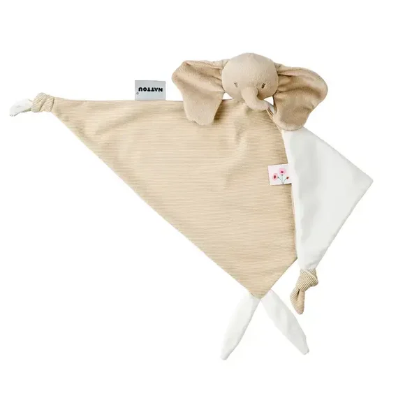 FanFan Couverture Câline pour Bébé - 65 x 40 cm - Doudou Éléphant - Sable