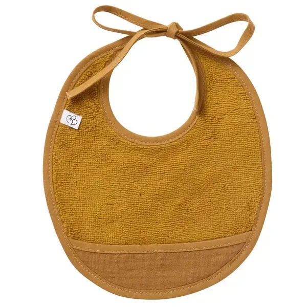 Bavoir naissance bi-matière - Havane