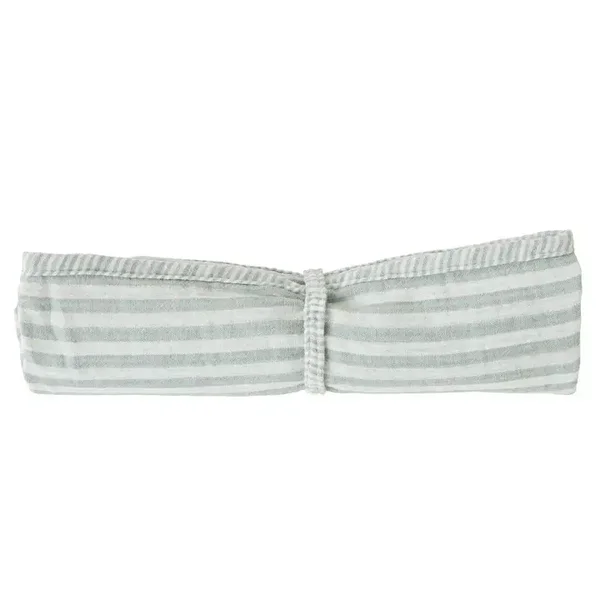 Lange en double gaze de coton gaufré - rayé vert de gris