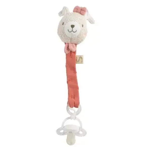 Attache -tétine en coton bio et bouclette - PETIT COEUR