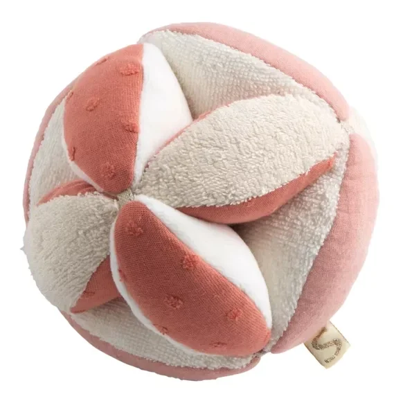 Balle sensorielle en coton bio et bouclette - PETIT COEUR  Sauthon Sauthon