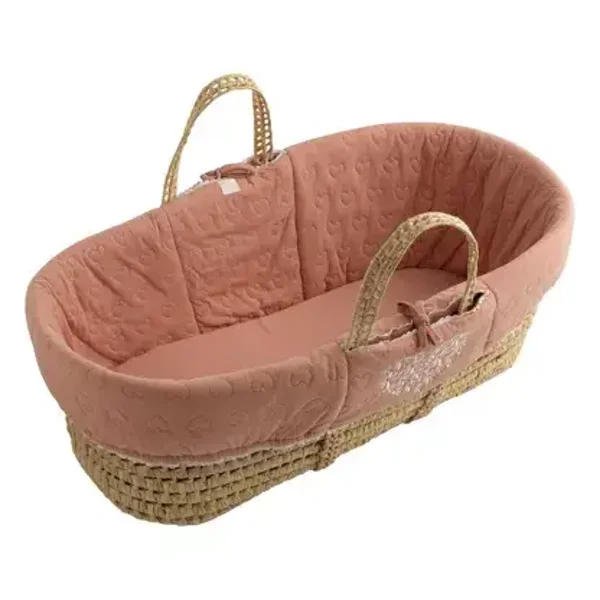 Couffin bébé en fibres naturelles avec habillage tissu - PETIT COEUR  Sauthon Sauthon