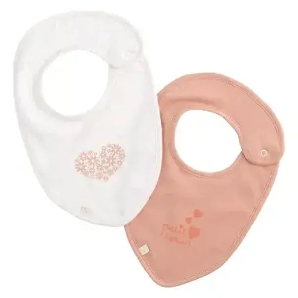Lot de 2 bavoirs en coton - PETIT COEUR  Sauthon Sauthon