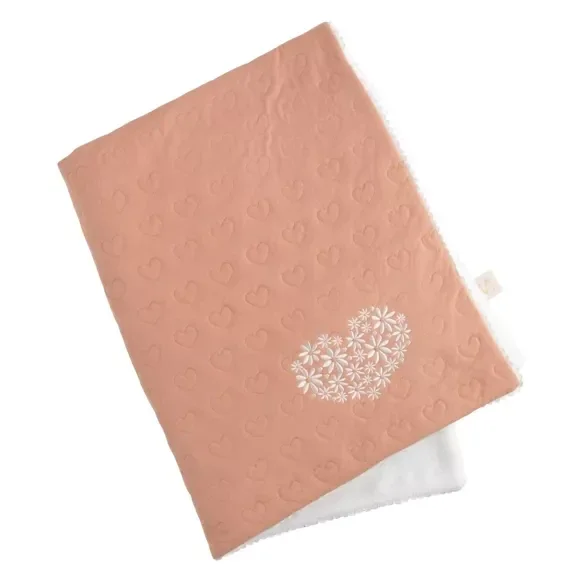 Couverture bébé en coton avec broderie - PETIT COEUR  Sauthon Sauthon