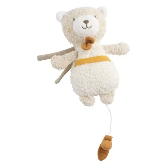 Peluche mini musical en bouclette coton bio - PETIT SOLEIL  Sauthon Sauthon