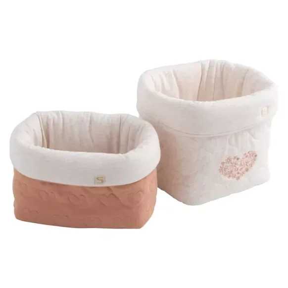 Lot de 2 panières de rangement en coton matelassé - PETIT COEUR  Sauthon Sauthon
