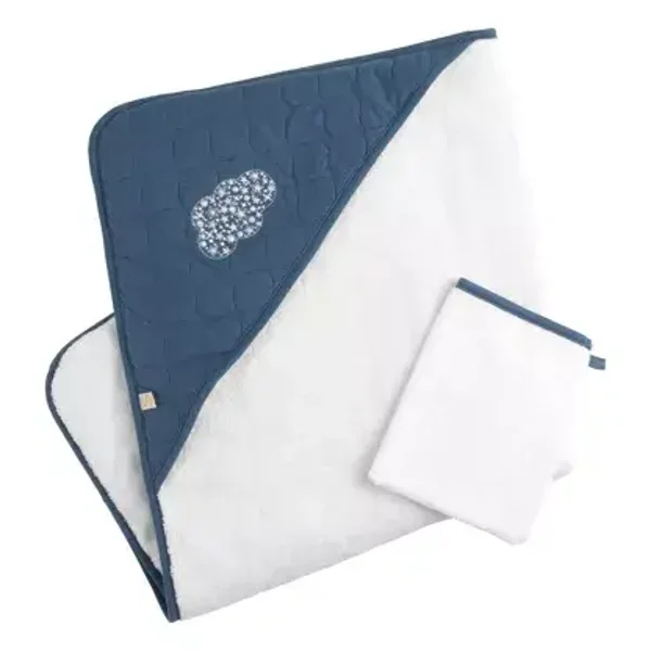 Cape de bain et gant en coton matelassé et éponge - PETIT NUAGE  Sauthon Sauthon