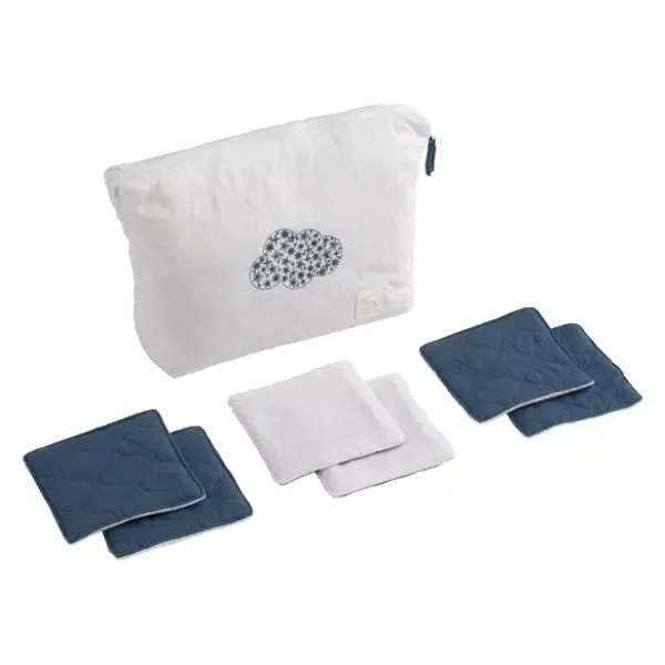 Trousse de toilette en coton matelassé et 6 carrés éponge - PETIT NUAGE  Sauthon Sauthon