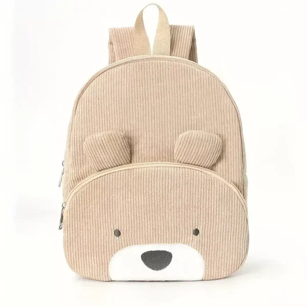 Sac à dos en velours côtelé pour enfants avec un ours mignon – Parfait pour les petits explorateurs !
