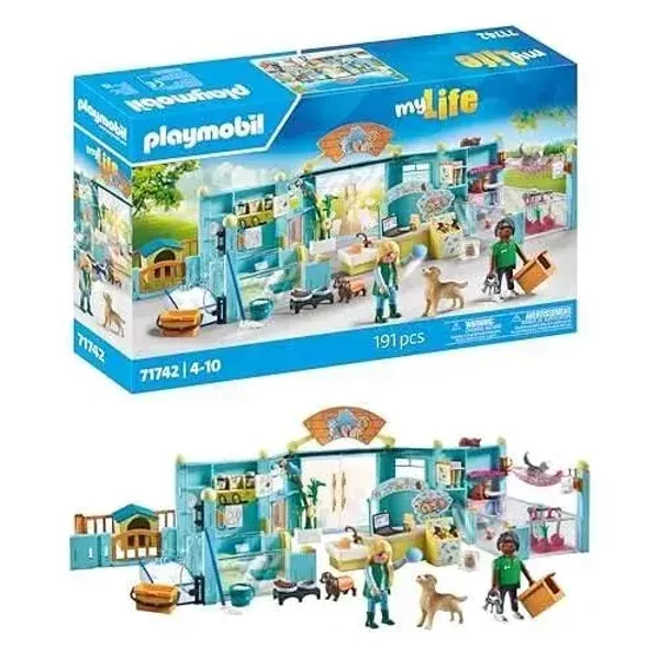 PLAYMOBIL 71742 - My Life - Hôtel des animaux soigneurs accessoires - Comprend deux personnages, des animaux et des accessoires - Dès 4 ans  Playmobil Playmobil
