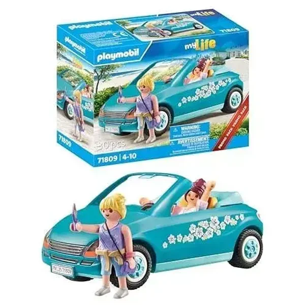 PLAYMOBIL 71809 - My Life - Cabriolet, jeunes filles et accessoires - Comprend deux personnages, un véhicule ainsi que des accessoires - Dès 4 ans  Playmobil Playmobil