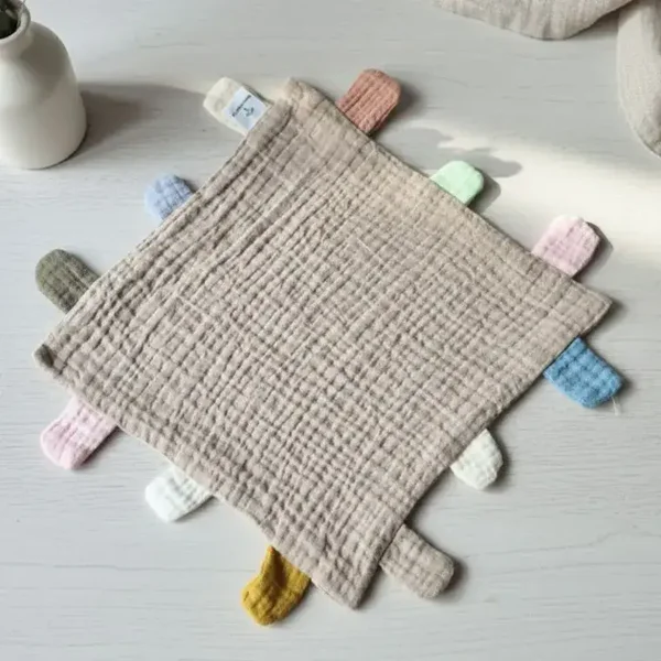 Couverture hydrophile de jeu et de câlins avec étiquettes 25x25 cm – Sable