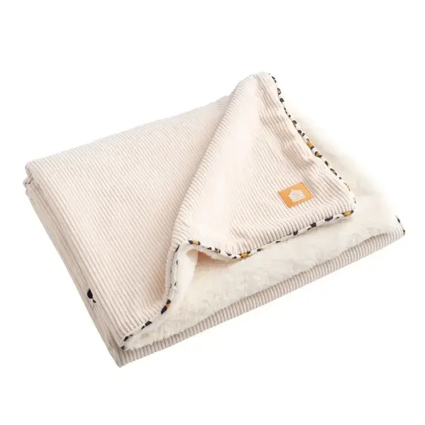 Couverture bébé en velours cotelé et sherpa