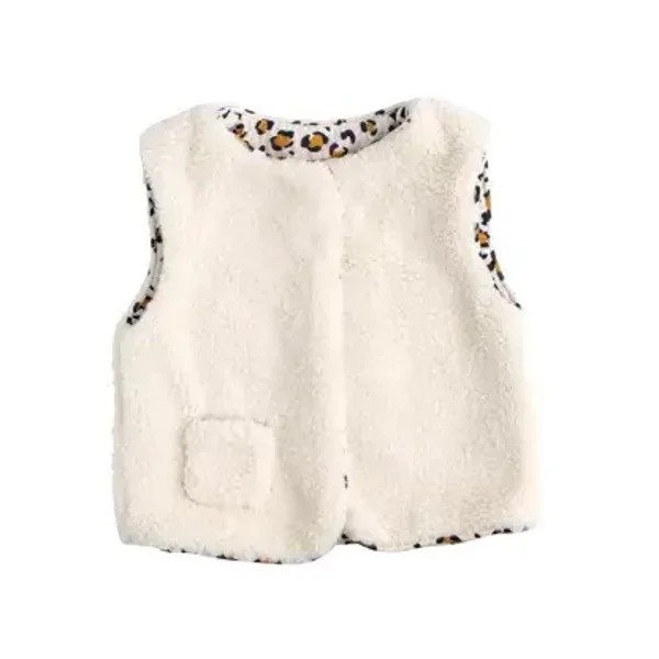Gilet sans manche bébé en sherpa et intérieur gaze de coton léopard  Sauthon Sauthon 6 mois