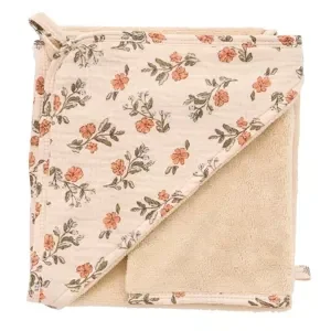 Cape de bain bambou + gant-imp fleurs