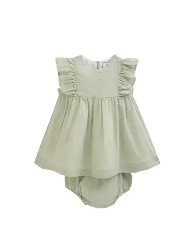 Robe de cérémonie pour bébé 6-24 mois, vert plumeti + barboteuse BGV96506  Newness Kids Newness Kids