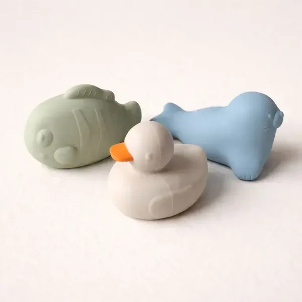 Jouets de bain en silicone en forme d'animaux – Lot de 3