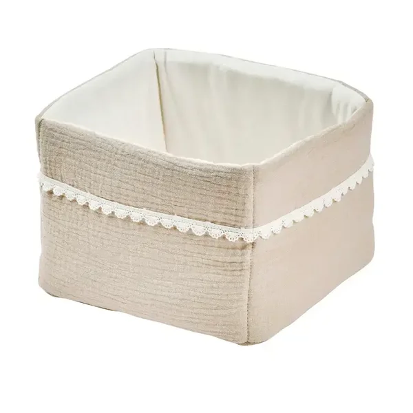 Panier de soin FanFan Sable 20x20 cm – Panier de rangement pour bébé – Coton tétra – Accessoire pour bébé