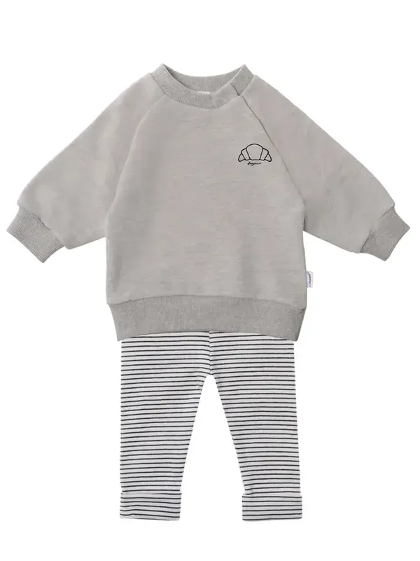 Ensemble 2 pièces avec sweat-shirt gris "Croissant" et leggings