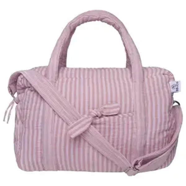 Sac à langer en gaze de coton rayé vieux rose  BB&Co BB&Co