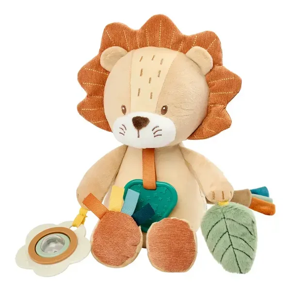 Jouet d'activité en peluche Lion Leon - 30 cm - Peluche douce pour bébé - Multicolore