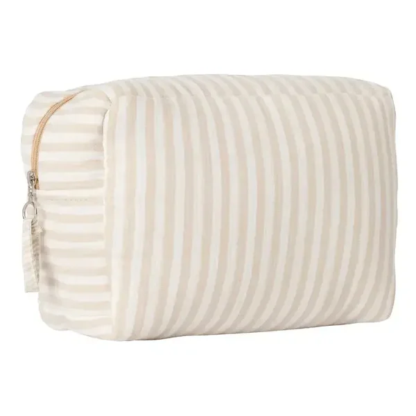 Trousse de toilette gaze de coton (doublé) rayé galet