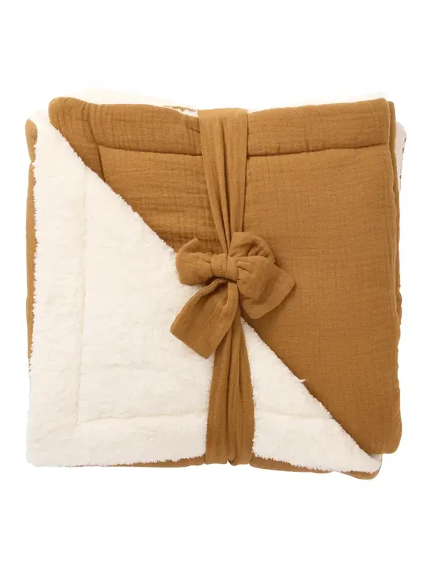 Couverture peluche double gaze & microfibre - Havane