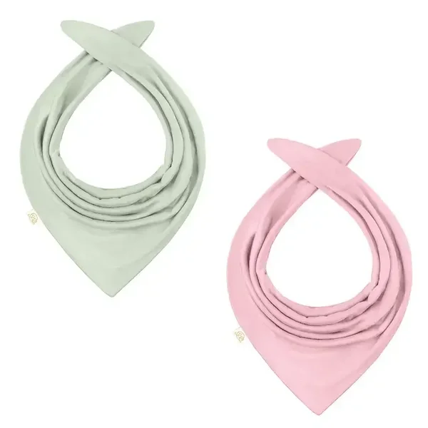 Écharpe réversible en bambou - rose poudré et sauge