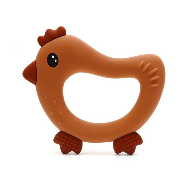 Anneau de Dentition en Silicone Poulet - Marron