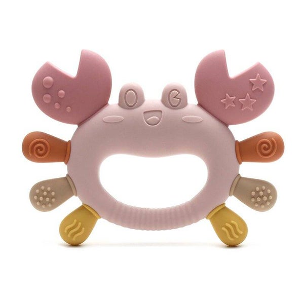 Anneau de Dentition en Silicone Crabe - Rose