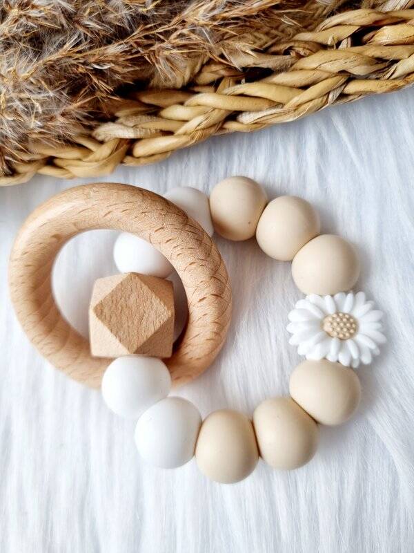 Anneau de dentition Marguerite blanc