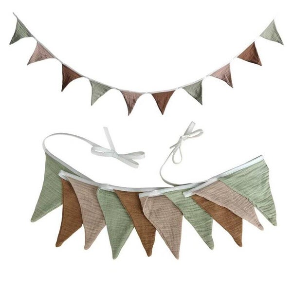 Guirlande de drapeaux en tissu 2,5 mètres - Tons de terre