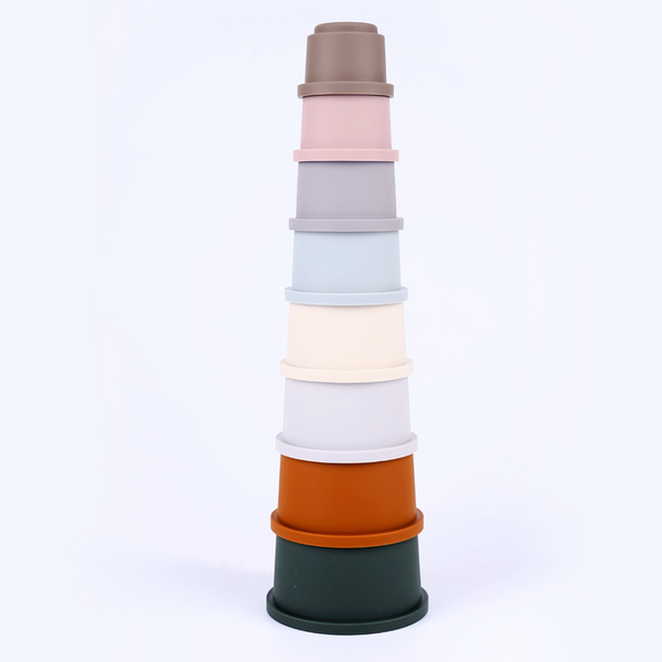 Hochet lot de 8 gobelets empilables en silicone