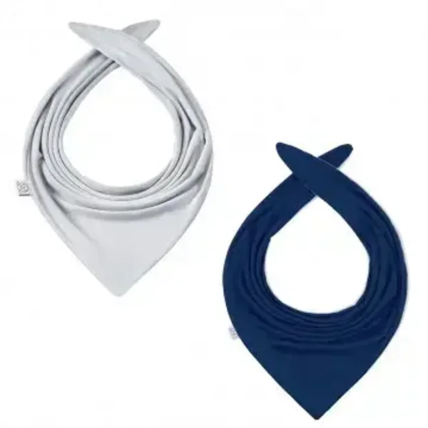 Écharpe réversible en bambou - bleu marine-gris clair