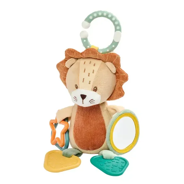 Jouet d'activité en peluche Lion Léon - 20 cm - Peluche douce pour bébé - Multicolore