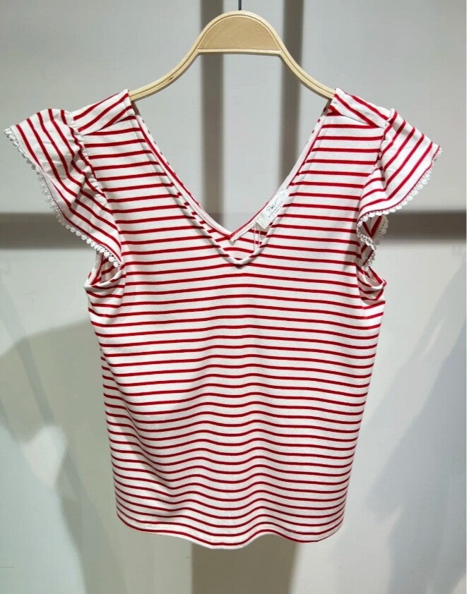 T shirt marinière rouge mère