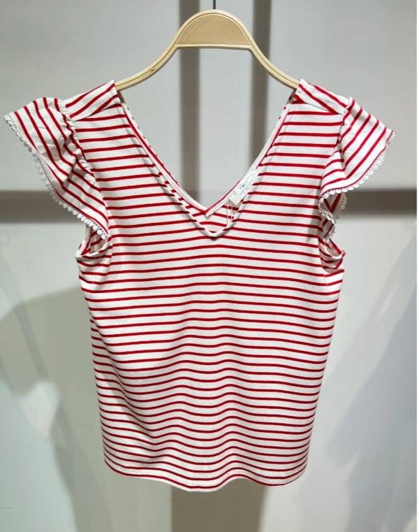 T shirt marinière rouge mère