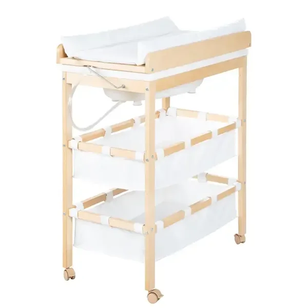 Combinaison baignoire et table à langer pliable « Baby Pool » ROBA en bois naturel