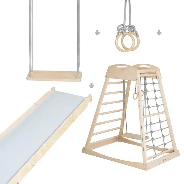 Ensemble de tour de jeu d'intérieur ROBA avec accessoires Bois Naturel/Gris