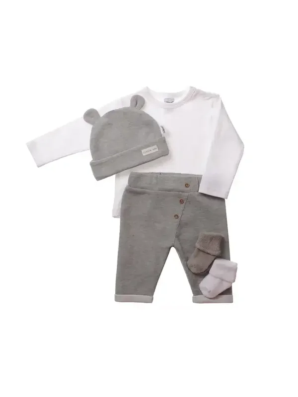 Ensemble côtelé gris 5 pièces avec pantalon