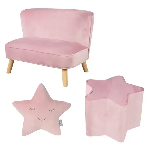Ensemble 'Lil Sofa' de roba : canapé, tabouret et coussin décoratif en forme d’étoile pour enfants