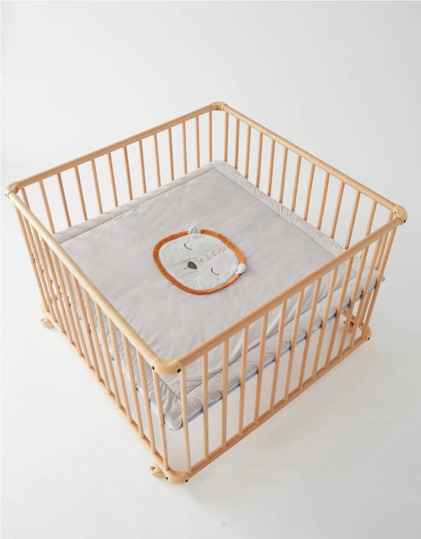 Tapis de jeu et de parc 75 x 95 cm en Veloudoux®, gris clair